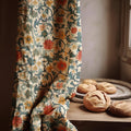 Floral Linen Curtain Panel: Teal Vine, Botanical Art Nouveau - Image 1