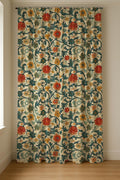 Floral Linen Curtain Panel: Teal Vine, Botanical Art Nouveau - Image 4