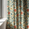 Floral Linen Curtain Panel: Teal Vine, Botanical Art Nouveau - Image 6