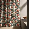 Red Floral Damask Linen Curtain Panel - Custom Baroque Drapes - Image 4