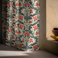 Red Floral Damask Linen Curtain Panel - Custom Baroque Drapes - Image 6