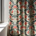 Red Floral Damask Linen Curtain Panel - Custom Baroque Drapes - Image 3