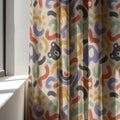 Linen Curtain Panel Abstract Kids Print Neutral Boho Nursery Drapes Playroom Window Treatment - Image 3
