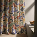 Linen Curtain Panel Abstract Kids Print Neutral Boho Nursery Drapes Playroom Window Treatment - Image 4