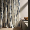 Indigo Shibori Linen Curtain Panel - Coastal Modern Drape - Image 5