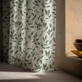 Olive Leaf Print Linen Curtain Panel – Botanical Botanical Drapes (Custom Size) - Image 5
