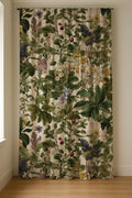 Wild Garden Linen Curtain Panel, Dark Green Botanical Boho Drape, Berry Wildflower Print - Image 5