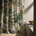 Wild Garden Linen Curtain Panel, Dark Green Botanical Boho Drape, Berry Wildflower Print - Image 6