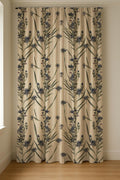Lavender Botanical Linen Curtain Panel, Navy Blue Wildflower Boho Drape, Stem Floral Print - Image 5