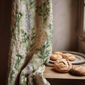 Foxglove Botanical Linen Curtain Panel, Sage Green Watercolor Boho Drape, Garden Stem Print - Image 1