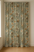 Wildflower Daisy Linen Curtain Panel, Sage Green Boho Drape, Dried Flower Meadow Print - Image 5