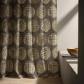 Linen Curtain Panel Neutral Mudcloth Block Print Drapes Modern Rustic Window Treatment Taupe Charcoal - Image 4