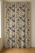 Blue Floral Toile Linen Curtain Panel - Custom Size Drapes - Image 6