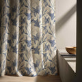 Blue Floral Toile Linen Curtain Panel - Custom Size Drapes - Image 5