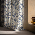 Blue Floral Toile Linen Curtain Panel - Custom Size Drapes - Image 4