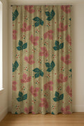 Linen Curtain Panel: Pink & Teal Leaf Print, Custom Size - Image 6