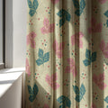 Linen Curtain Panel: Pink & Teal Leaf Print, Custom Size - Image 3