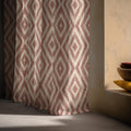 Dusty Rose Linen Curtain Panel: Ikat Diamond Print, Custom Size - Image 4