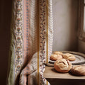 Floral Stripe Linen Curtain Panel - Custom Size Drapes - Image 1