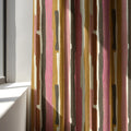 Abstract Stripe Linen Curtain Panel - Boho Watercolor Print - Image 3