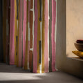 Abstract Stripe Linen Curtain Panel - Boho Watercolor Print - Image 4