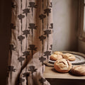 Floral Linen Curtain Panel: Taupe Botanical Print, Custom Size - Image 1