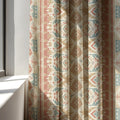 Linen Curtain Panel: Ikat Stripe, Southwest Tribal Print - Image 1