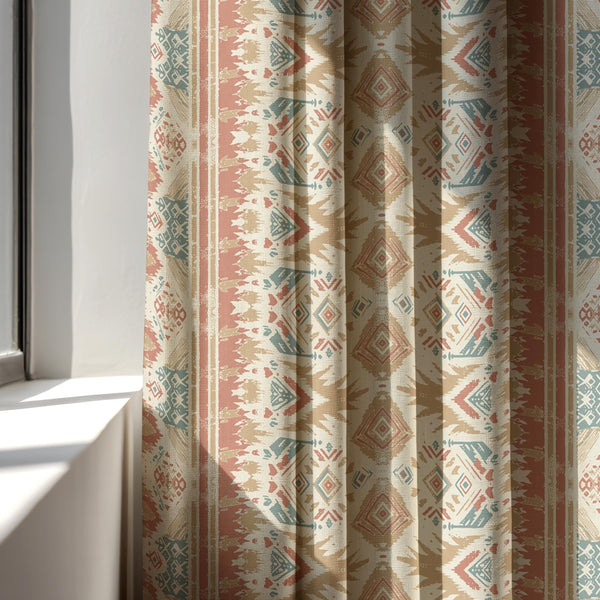 Linen Curtain Panel: Ikat Stripe, Southwest Tribal Print