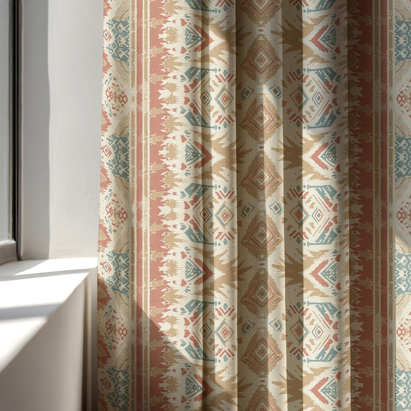 Linen Curtain Panel: Ikat Stripe, Southwest Tribal Print