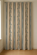 Linen Curtain Panel Blue Stripe Olive Branch Print Neutral Farmhouse Coastal Window Treatment - Image 6