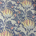 Blue Botanical Linen Curtain – Morris Style Floral Pattern Window Panel, Vintage Cottage Drapes - Image 9