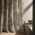 Daisy Blossom Linen Curtain Panel, Moody Gray Boho Drape, Dark Floral Branch Print - Image 6