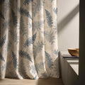 Fern Leaf Linen Curtain Panel, Blue Botanical Boho Drape, Butterfly Nature Print - Image 5
