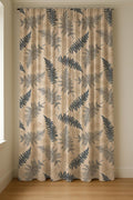 Fern Leaf Linen Curtain Panel, Blue Botanical Boho Drape, Butterfly Nature Print - Image 6