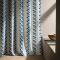 Shibori Stripe Linen Curtain Panel, Indigo Blue Boho Drape, Tie Dye Print Window - Image 5