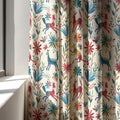 Otomi Folk Art Linen Curtain Panel, Colorful Animal Floral Boho Drape, Mexican Print - Image 3