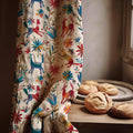 Otomi Folk Art Linen Curtain Panel, Colorful Animal Floral Boho Drape, Mexican Print - Image 1