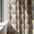 Baroque Damask Linen Curtain Panel, Navy Blue Watercolor Boho Drape, Ornate Scroll Print - Image 3