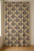 Baroque Damask Linen Curtain Panel, Navy Blue Watercolor Boho Drape, Ornate Scroll Print - Image 6