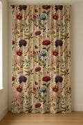Vintage Botanical Floral Linen Curtain Beige Wildflower Garden Pattern Butterfly Cottagecore Window Panel - Image 6