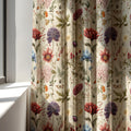 Vintage Botanical Floral Linen Curtain Beige Wildflower Garden Pattern Butterfly Cottagecore Window Panel - Image 3