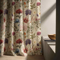 Vintage Botanical Floral Linen Curtain Beige Wildflower Garden Pattern Butterfly Cottagecore Window Panel - Image 5