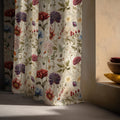 Vintage Botanical Floral Linen Curtain Beige Wildflower Garden Pattern Butterfly Cottagecore Window Panel - Image 4