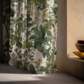 Wild Garden Linen Curtain Panel, Dark Green Botanical Boho Drape, Berry Wildflower Print - Image 4