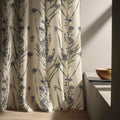 Lavender Botanical Linen Curtain Panel, Navy Blue Wildflower Boho Drape, Stem Floral Print - Image 6