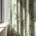 Foxglove Botanical Linen Curtain Panel, Sage Green Watercolor Boho Drape, Garden Stem Print - Image 3