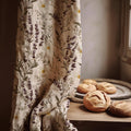 Lavender Daisy Linen Curtain Panel, Purple Wildflower Boho Drape, Herb Garden Print - Image 1