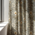 Daisy Blossom Linen Curtain Panel, Moody Gray Boho Drape, Dark Floral Branch Print - Image 3