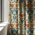 William Morris Linen Curtain Panel, Colorful Botanical Boho Drape, Folk Floral Vine Print - Image 3
