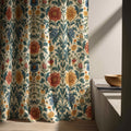 William Morris Linen Curtain Panel, Colorful Botanical Boho Drape, Folk Floral Vine Print - Image 5